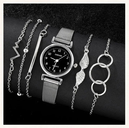 Fashion Casual Women's Watch & Bracelet Set - Silver Alloy - Afrilinker