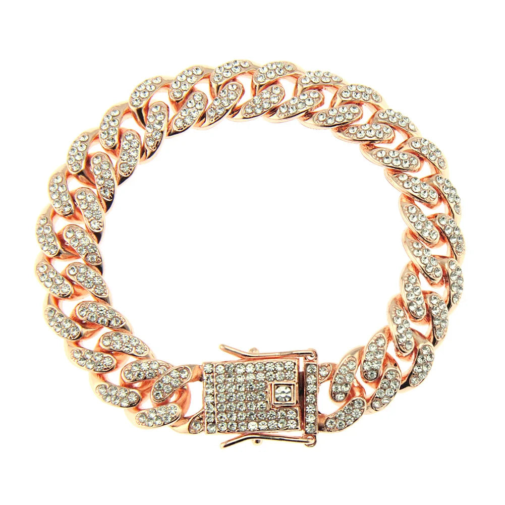 Unisex Hip Hop Iced Out Cuban Chain Bracelet - Afrilinker