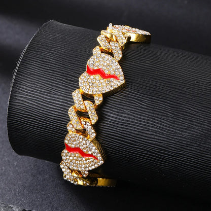 Hip Hop Iced Out Heart Pendant Link Chain Necklace - Afrilinker