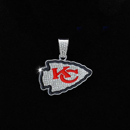 Hip Hop Iced Out KC Letter Pendant Cuban Chain Necklace - Afrilinker