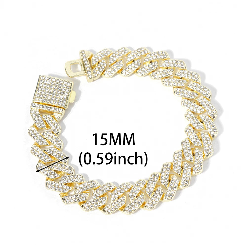 Hip Hop Iced Out 13MM Cuban Link Chain Bracelet - Afrilinker