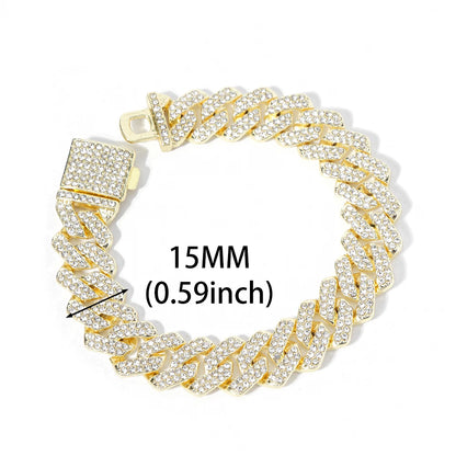 Unisex Iced Out Cuban Link Chain Bracelet - Afrilinker