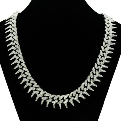 Hip Hop Iced Out Thorns Cuban Chain Necklace - Afrilinker