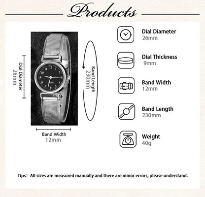 Fashion Casual Women's Watch & Bracelet Set - Silver Alloy - Afrilinker