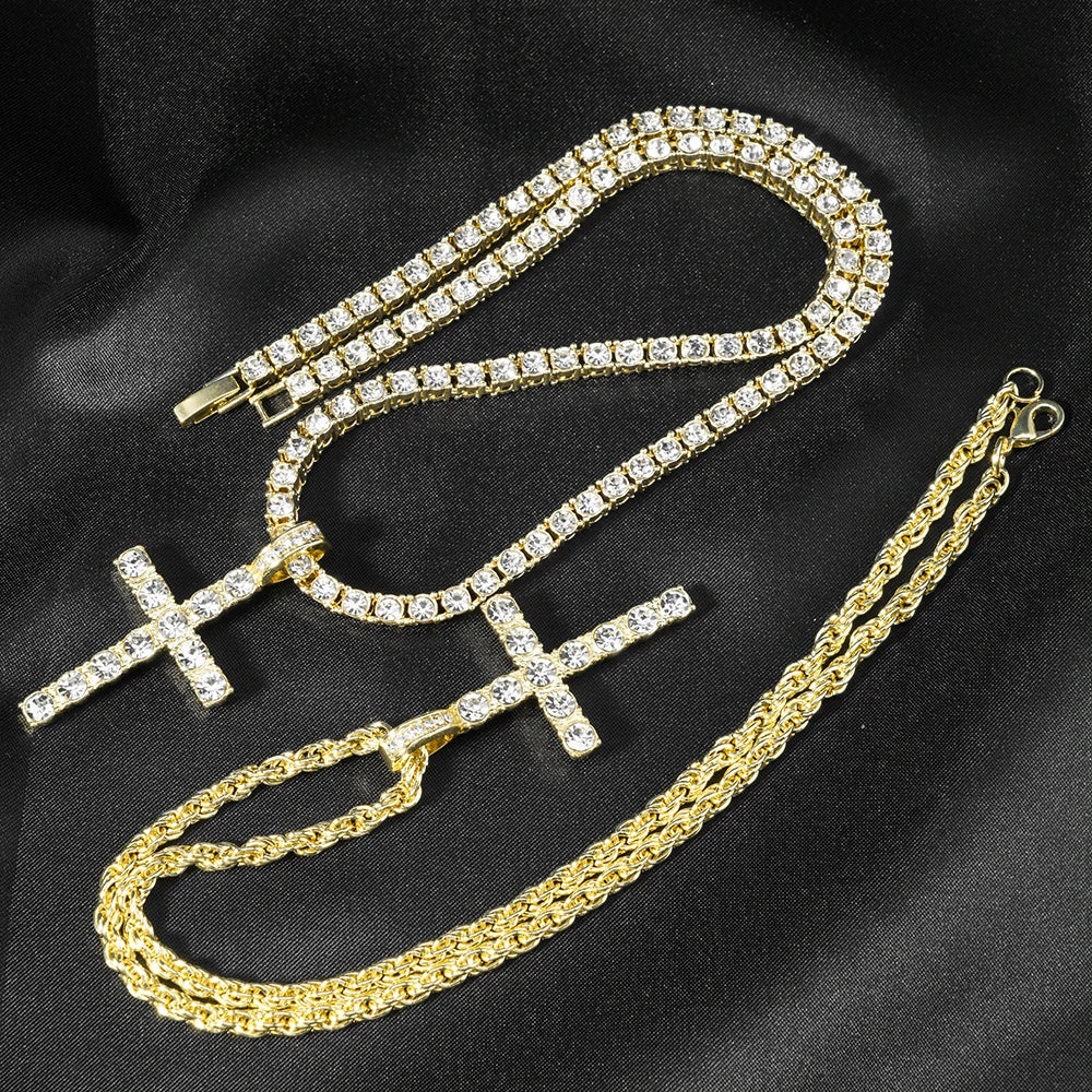 Hip Hop Iced Out Cross Pendant Necklace - Afrilinker