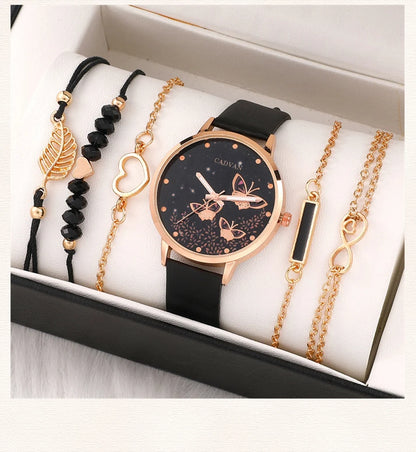 3 - Style Women's Leather Band Watch & Bracelet Set - Afrilinker