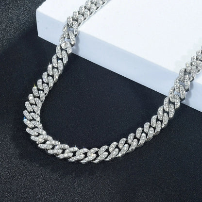 Unisex Hip Hop Iced Out 9MM Miami Cuban Chain Necklace - Afrilinker
