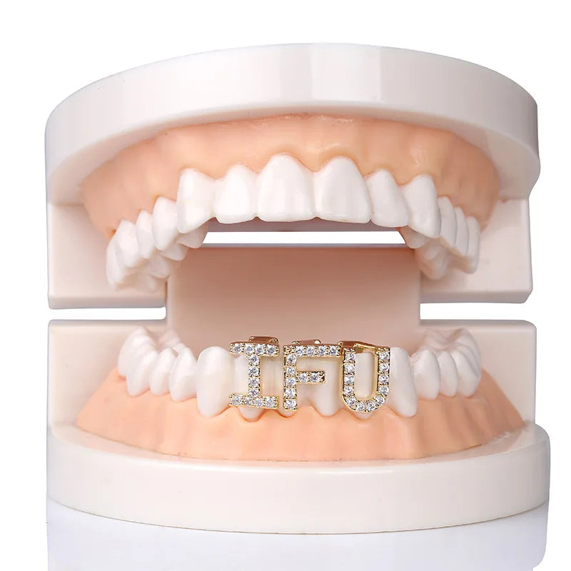 Single - Letter CZ Iced - Out Dental Grillz - Afrilinker