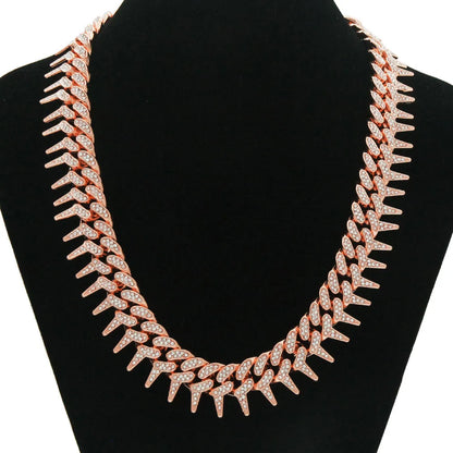 Hip Hop Iced Out Thorns Cuban Chain Necklace - Afrilinker