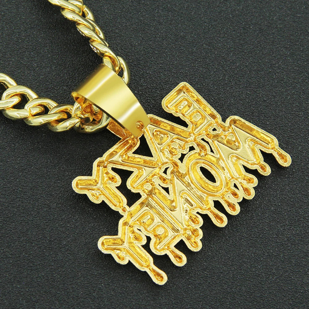 Hip Hop Iced Out EAZY MONEY Pendant Cuban Chain Necklace - Afrilinker