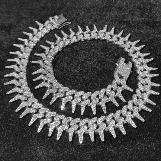 Hip Hop Iced Out Thorns Cuban Chain Necklace - Afrilinker