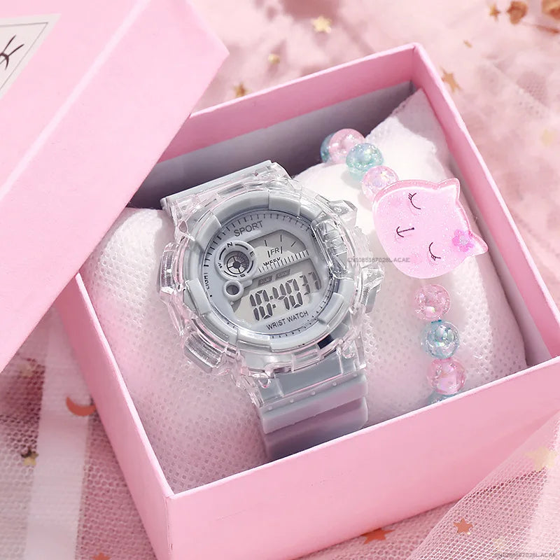 Girls' Digital Sport Watch Set - Colorful Silicone Band - Afrilinker