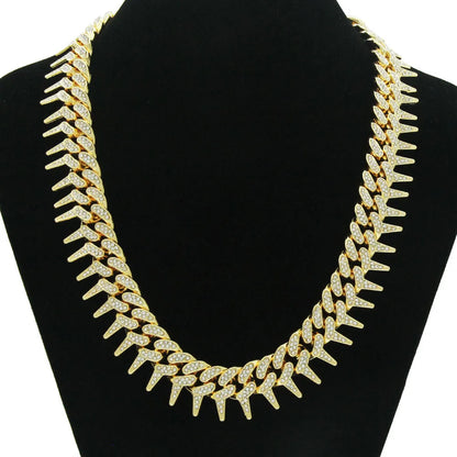 Hip Hop Iced Out Thorns Cuban Chain Necklace - Afrilinker