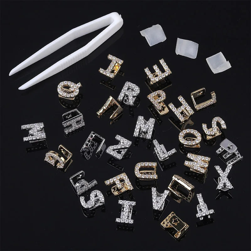 Single - Letter CZ Iced - Out Dental Grillz - Afrilinker