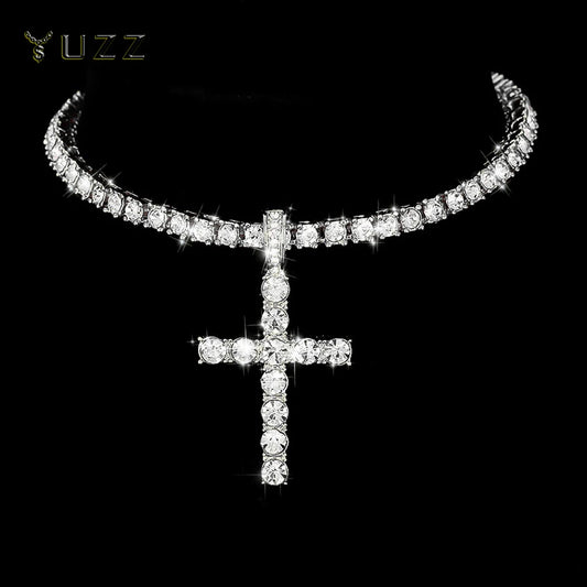 Hip Hop Iced Out Cross Pendant Necklace - Afrilinker