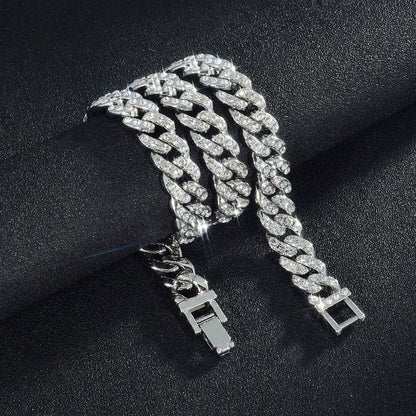 Unisex Hip Hop Iced Out 9MM Miami Cuban Chain Necklace - Afrilinker