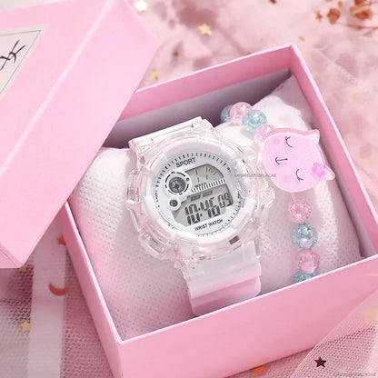 Girls' Digital Sport Watch Set - Colorful Silicone Band - Afrilinker