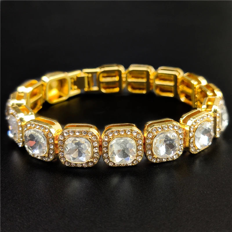 Hip Hop Full Crystal 13mm Square Tennis Chain Bracelet - Afrilinker
