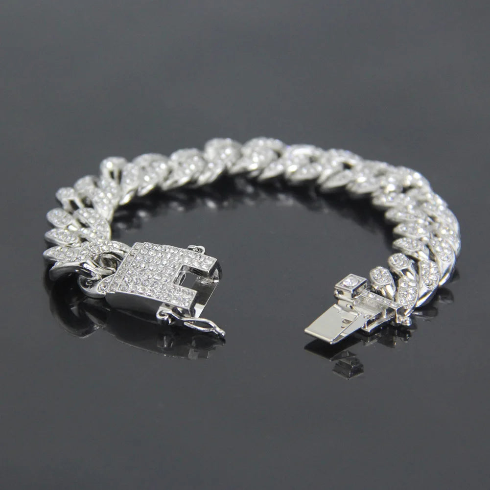 Unisex Hip Hop Iced Out Cuban Chain Bracelet - Afrilinker