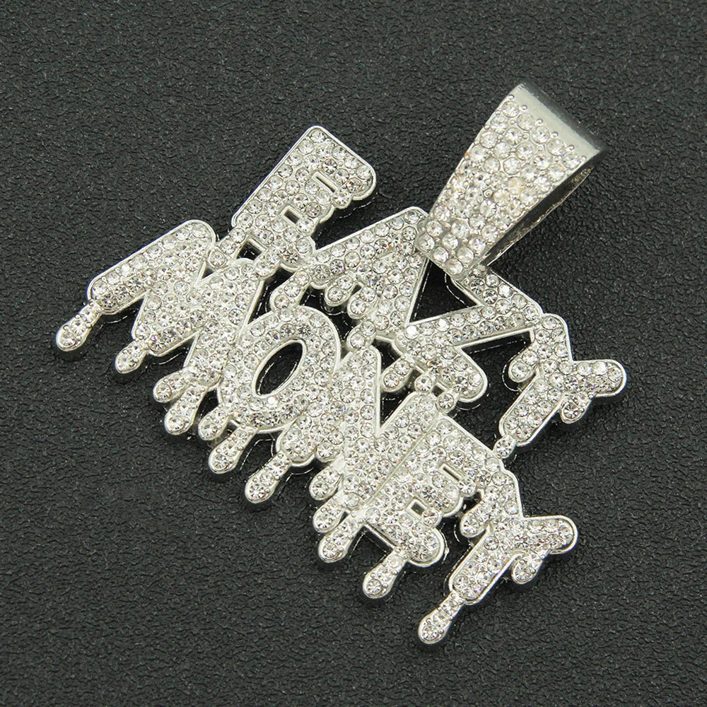 Hip Hop Iced Out EAZY MONEY Pendant Cuban Chain Necklace - Afrilinker