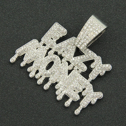Hip Hop Iced Out EAZY MONEY Pendant Cuban Chain Necklace - Afrilinker