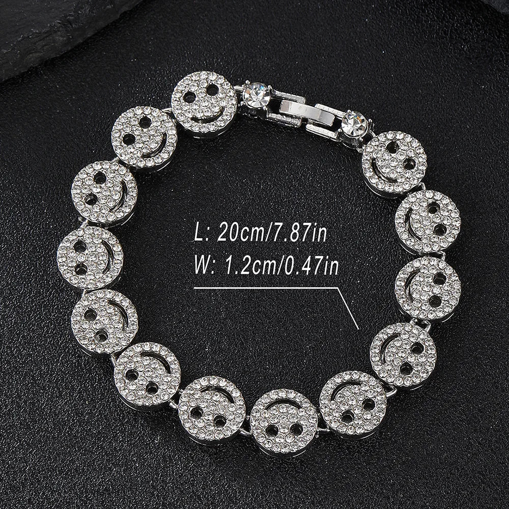 Hip Hop Iced Out Smiley Tennis Chain Necklace - Afrilinker