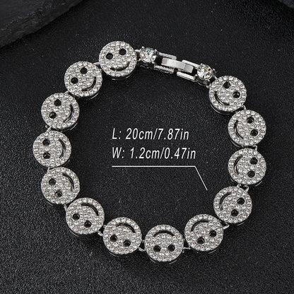 Hip Hop Iced Out Smiley Tennis Chain Necklace - Afrilinker