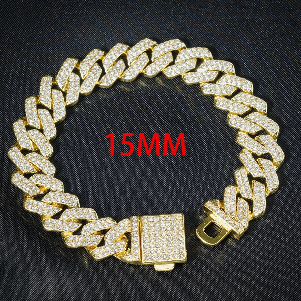 Hip Hop Iced Out 13MM Cuban Link Chain Bracelet - Afrilinker