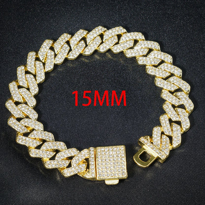 Hip Hop Iced Out 13MM Cuban Link Chain Bracelet - Afrilinker