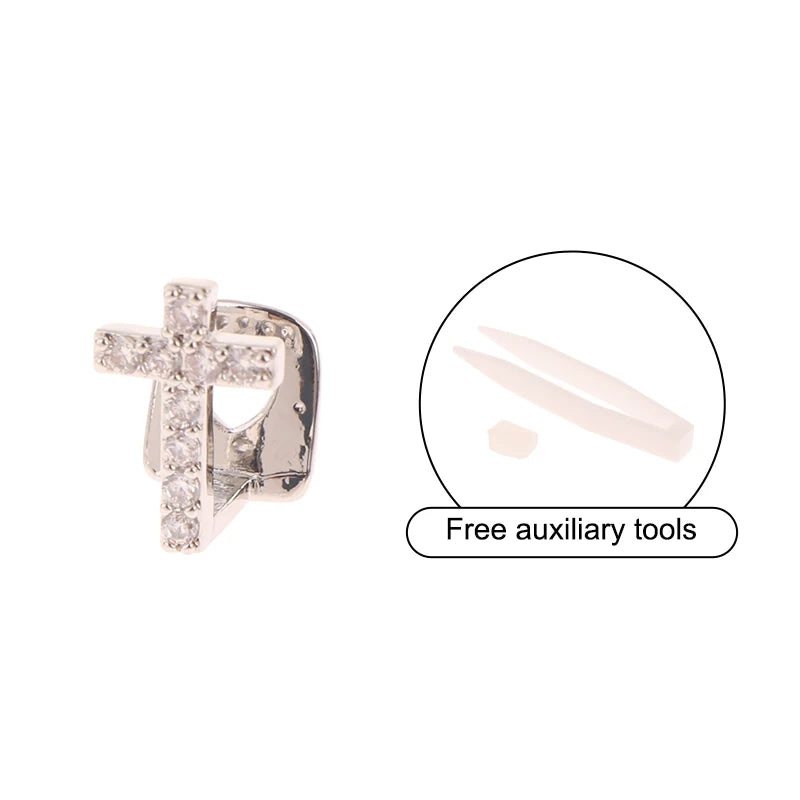14-Style Dental Charms | Gold/Silver Diamond-Inlaid Star/Cross/Letter - Afrilinker