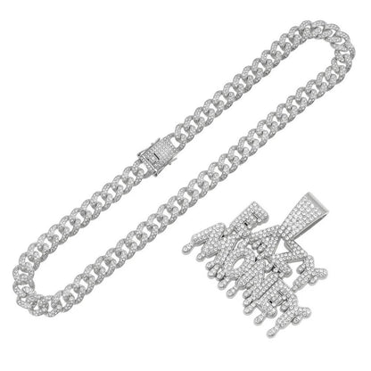 Hip Hop Iced Out EAZY MONEY Pendant Cuban Chain Necklace - Afrilinker