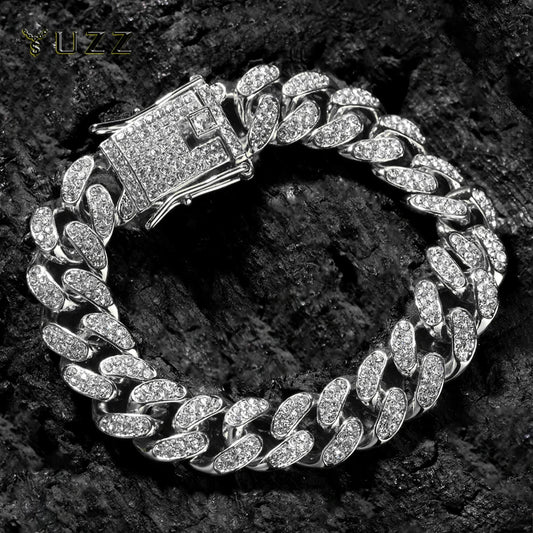 Hip Hop Iced Out 13MM Cuban Link Chain Bracelet - Afrilinker
