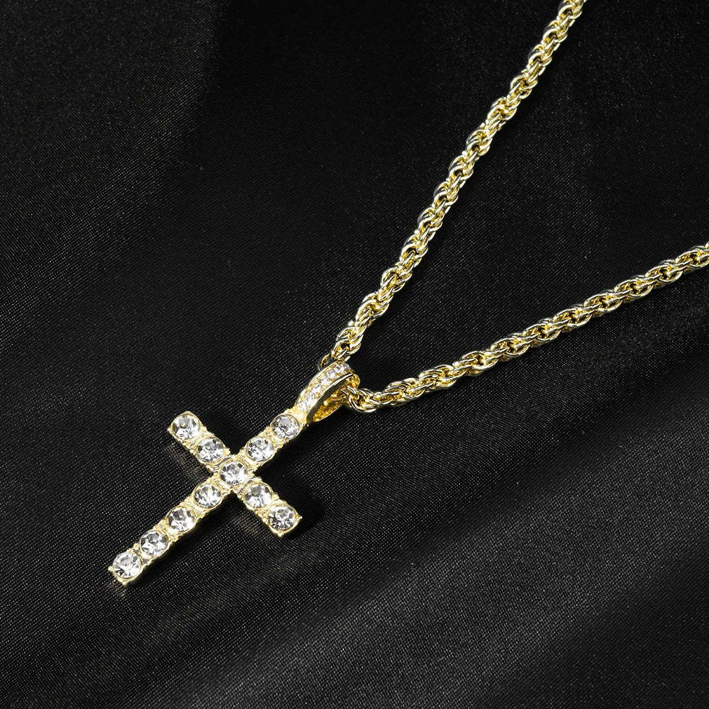Hip Hop Iced Out Cross Pendant Necklace - Afrilinker