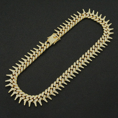 Hip Hop Iced Out Thorns Cuban Chain Necklace - Afrilinker