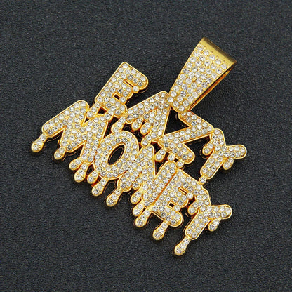 Hip Hop Iced Out EAZY MONEY Pendant Cuban Chain Necklace - Afrilinker