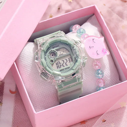 Girls' Digital Sport Watch Set - Colorful Silicone Band - Afrilinker