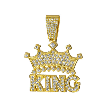 Hip Hop Crown with King Pendant Necklace - 13mm Crystal Cuban Chain - Afrilinker