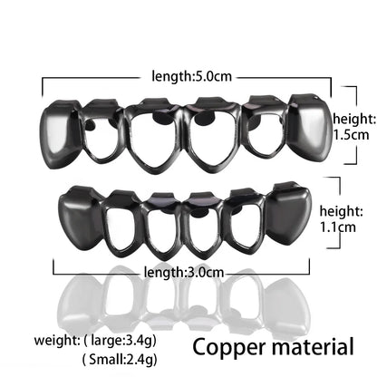 Punk Copper Hip-hop Grillz - 4 Colors (Gold/Silver/Rose Gold/Gun Black) - Afrilinker