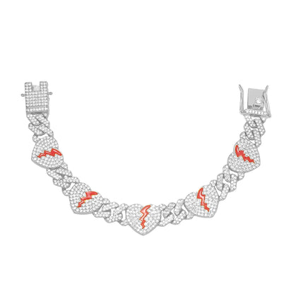 Hip Hop Iced Out Heart Pendant Link Chain Necklace - Afrilinker