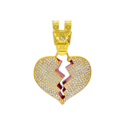Hip Hop Iced Out Broken Heart Pendant Necklace - Afrilinker