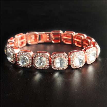 Hip Hop Full Crystal 13mm Square Tennis Chain Bracelet - Afrilinker