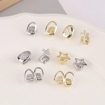 14-Style Dental Charms | Gold/Silver Diamond-Inlaid Star/Cross/Letter - Afrilinker