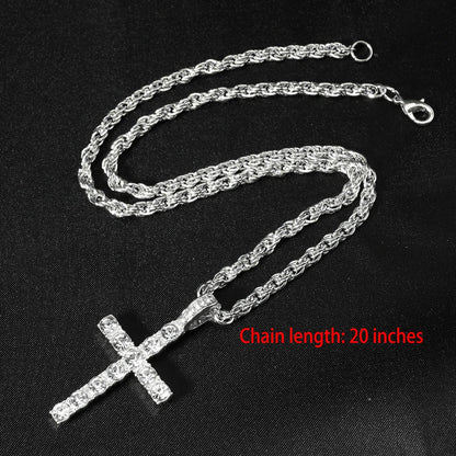 Hip Hop Iced Out Cross Pendant Cuban Link Chain Necklace - Afrilinker