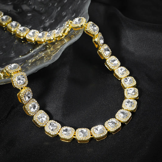 2024 NEW Men Women Hip Hop tennis Chain Necklace 13mm Square CZ Stone Iced Out Bling Cuban Chains Necklace Fashion Charm Jewelry