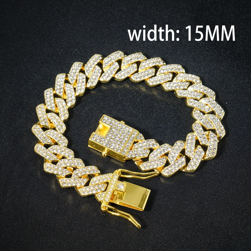 Hip Hop Iced Out 13MM Cuban Link Chain Bracelet - Afrilinker