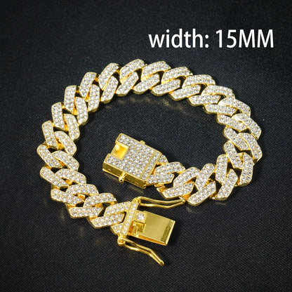 Hip Hop Iced Out 13MM Cuban Link Chain Bracelet - Afrilinker