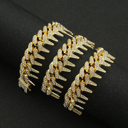Hip Hop Iced Out Thorns Cuban Chain Necklace - Afrilinker