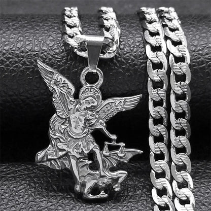 Unisex Hiphop Archangel Pendant Link Chain Necklace - Afrilinker