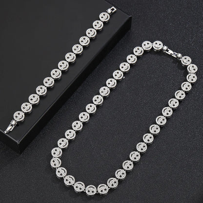 Hip Hop Iced Out Smiley Tennis Chain Necklace - Afrilinker