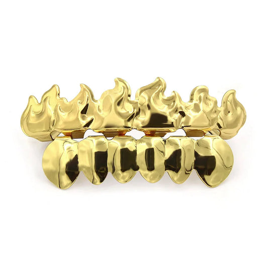 Gold/Silver Flame - Shaped Copper Dental Grillz - Afrilinker